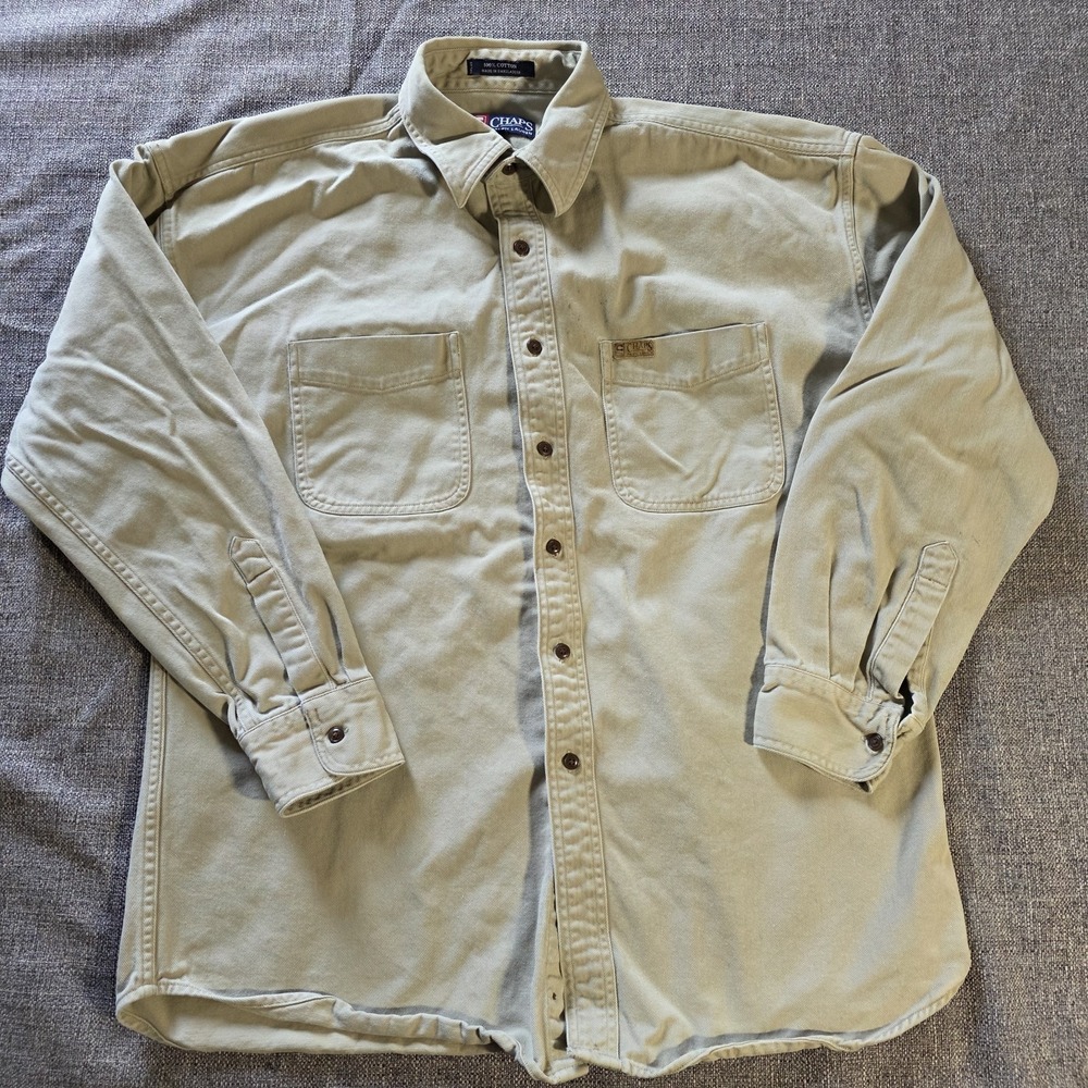 Chaps Ralph Lauren Mens Flannel Button Down Shirt L/S Solid Casual Soft Cotton L